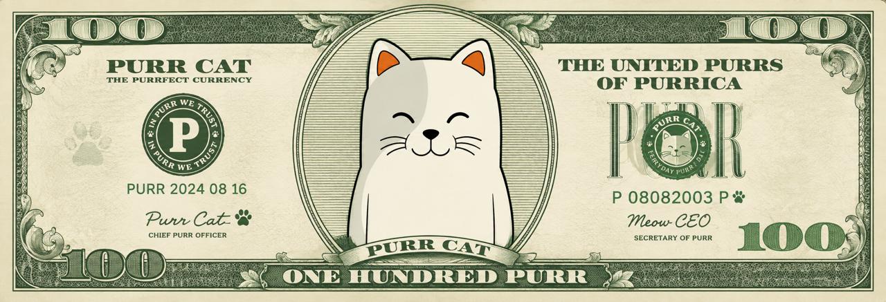 A one hundred Purr Cat note
