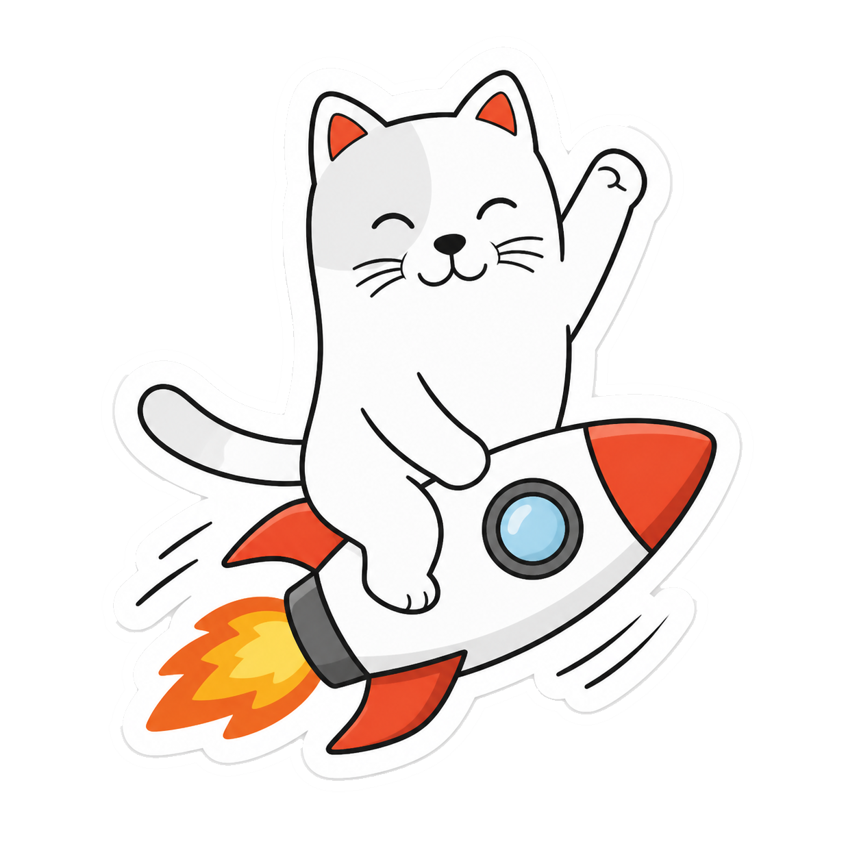 Purr Cat sticker 13: rocket rodeo